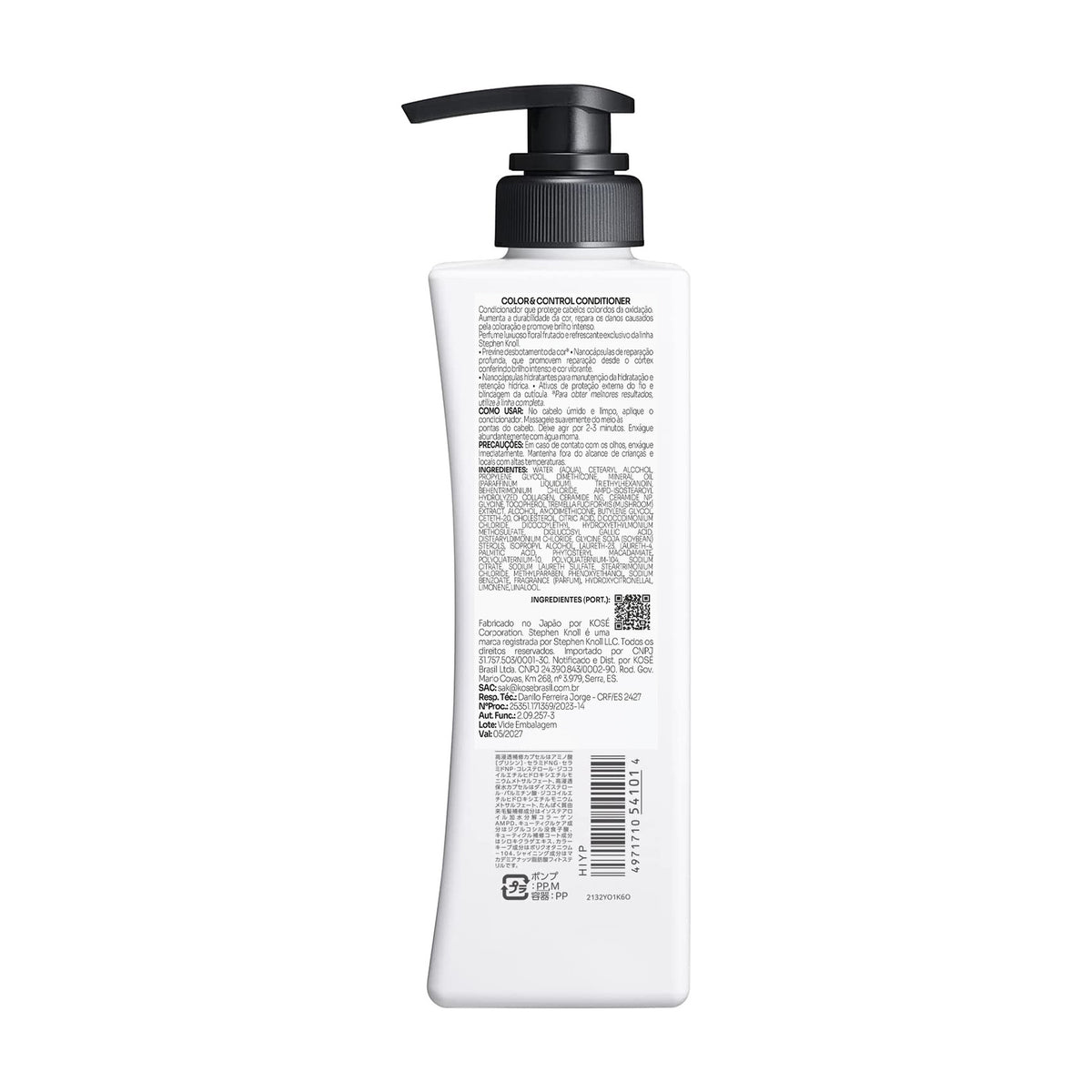 Stephen Knoll Color & Control Conditioner, 500 ml bottle, back label with ingredients