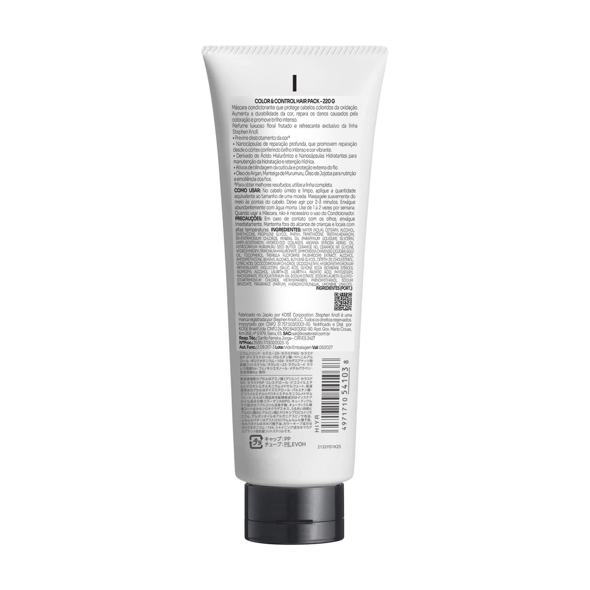 Stephen Knoll Color & Control Hair Pack, 220 g tube, back label with ingredients