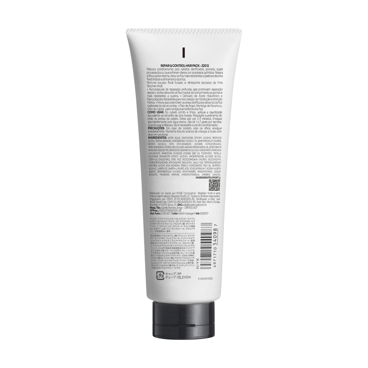 Stephen Knoll Repair & Control Hair Pack, 220 g tube, back label with ingredients