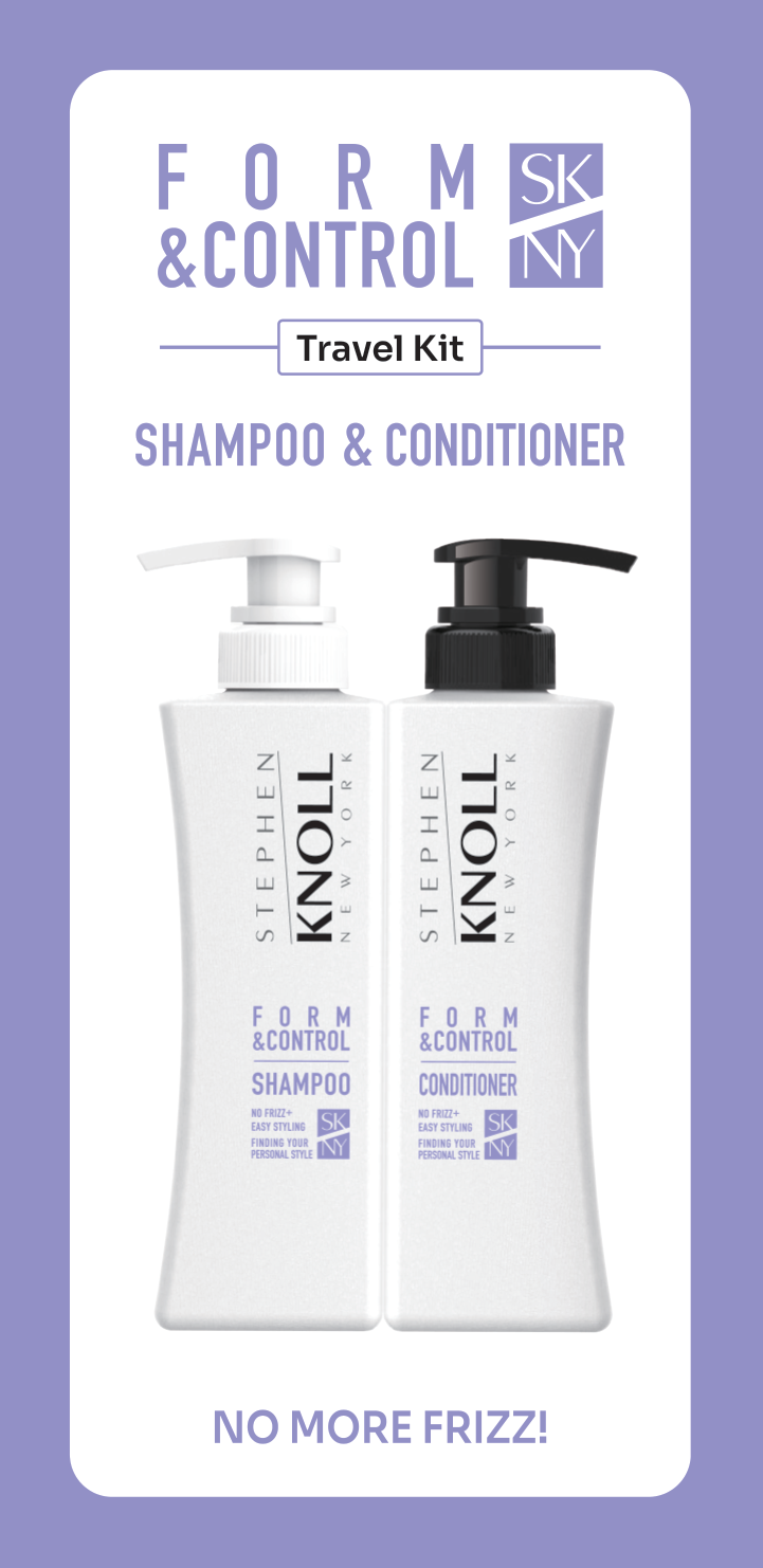 Form & Control Travel Kit carton front — shampoo and conditioner, Stephen Knoll New York