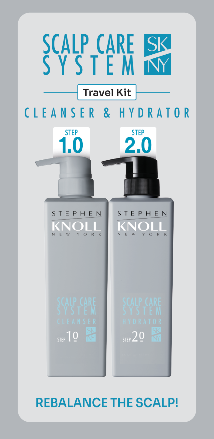 Scalp Care System Travel Kit carton front — cleanser and hydrator, Stephen Knoll New York