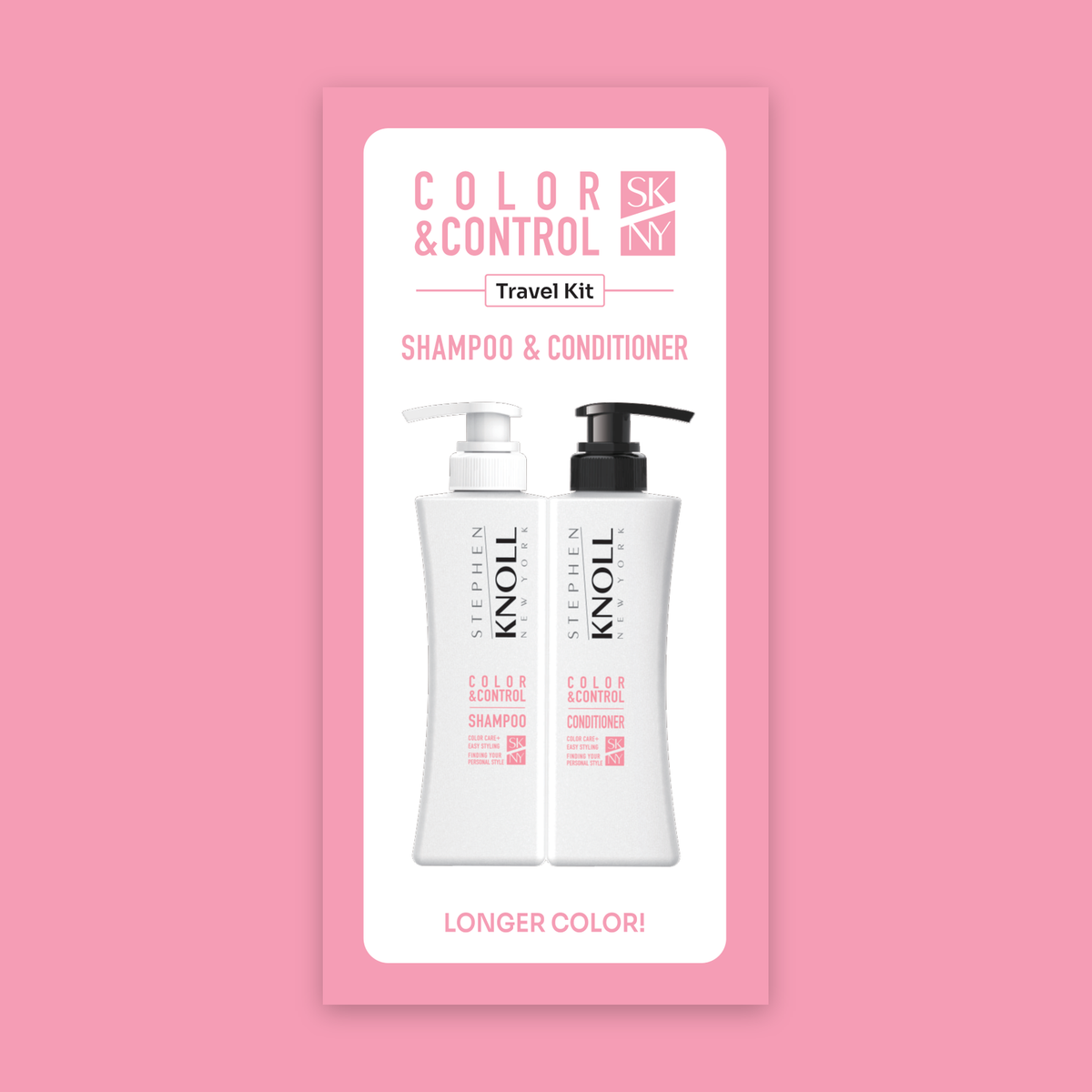 Color & Control Travel Kit — carton front on pink background, Stephen Knoll New York