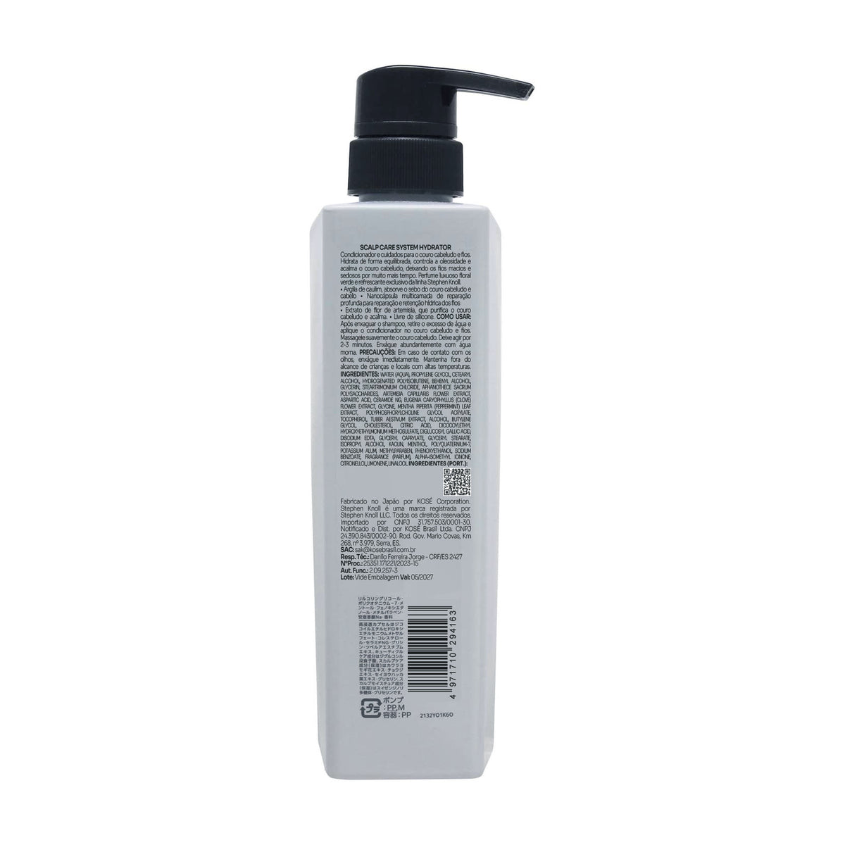 Stephen Knoll Scalp Care System Hydrator, 500 ml bottle, back label with ingredients